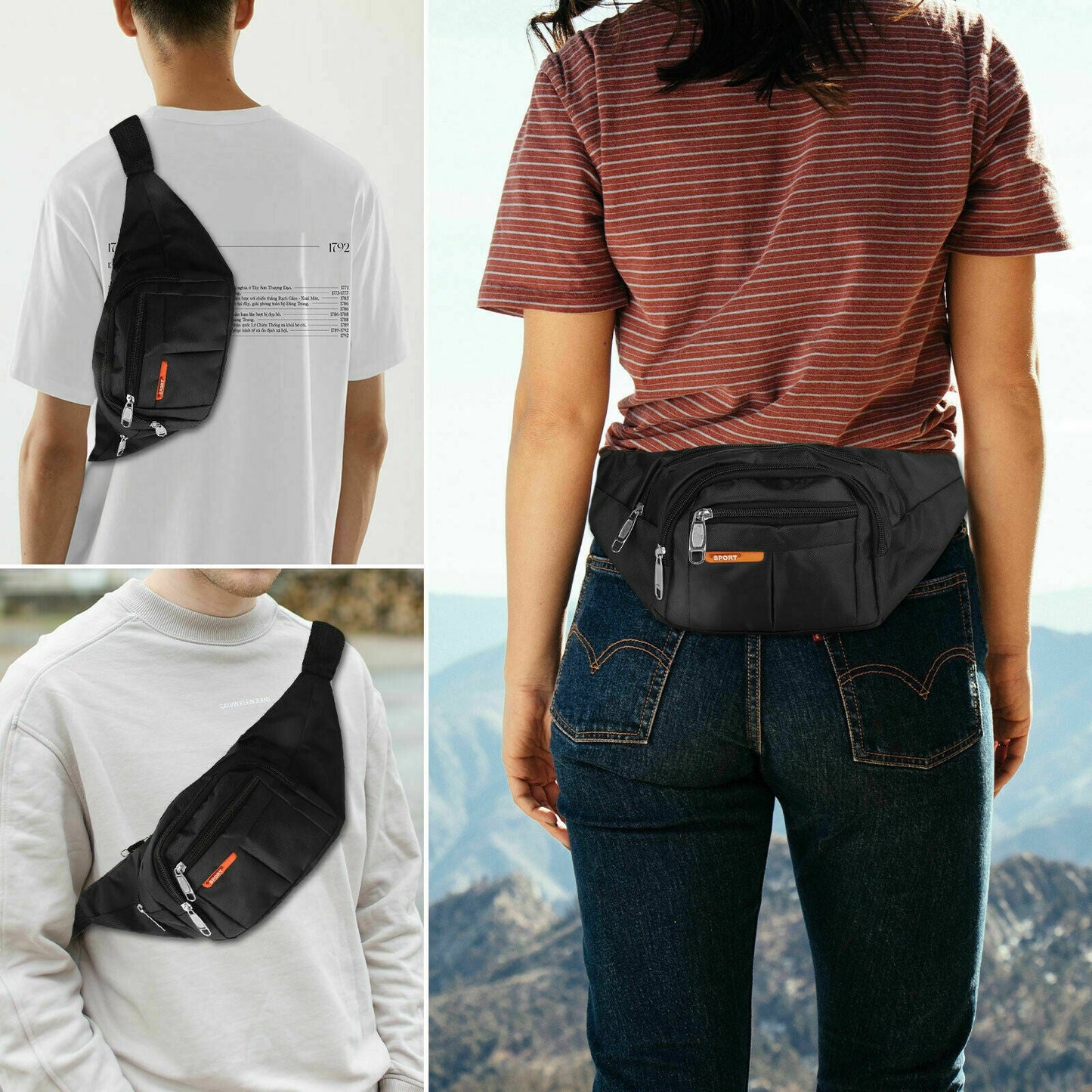 Waist Bag Fanny Pack - Unisex Hip Belt Bum Pouch Sport Travel