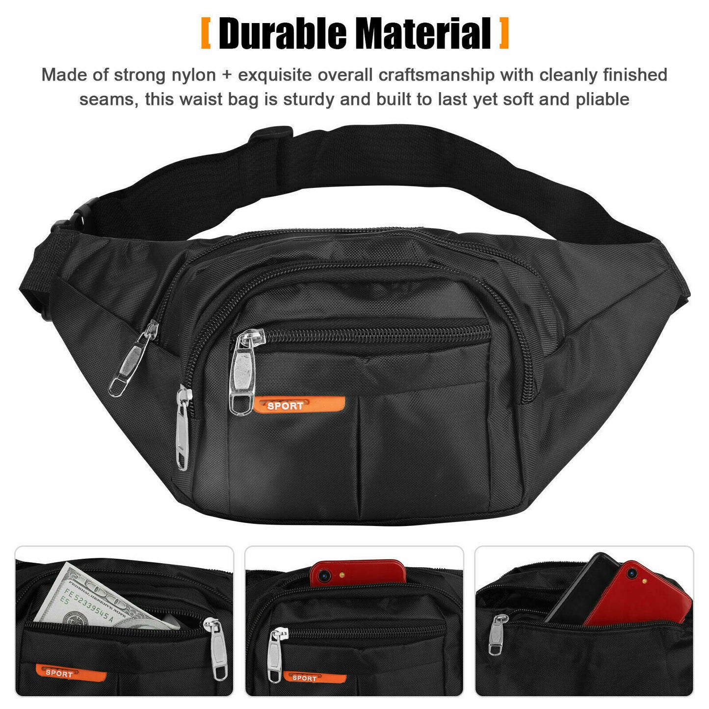 Waist Bag Fanny Pack - Unisex Hip Belt Bum Pouch Sport Travel