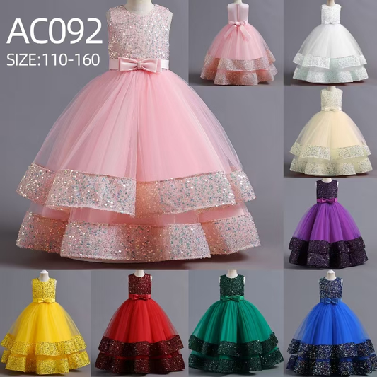 Princess Sequin Tulle Ball Gown Dress for Girls – Style AC092